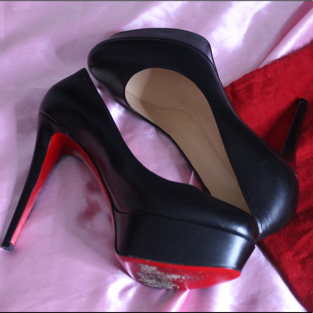 Black Leather “Bianca” Louboutin Heels